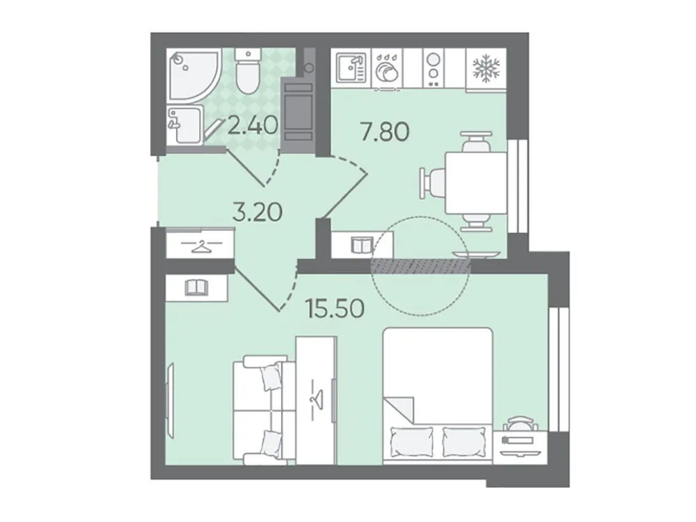 Продается 1-комнатная квартира, 28,9 м² - Фото 1