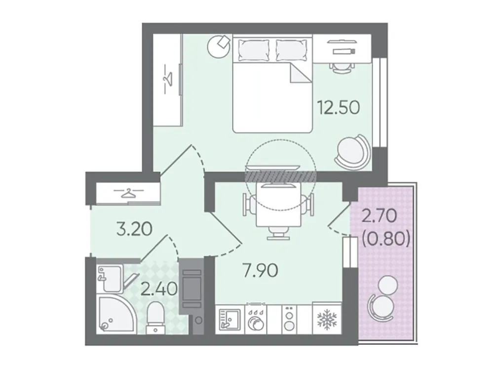 Продается 1-комнатная квартира, 26,8 м² - Фото 1
