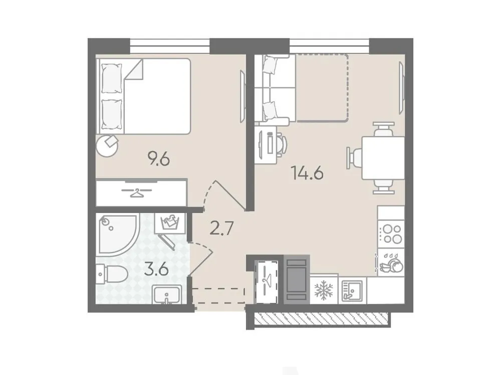 Продается 1-комнатная квартира, 30,5 м² - Фото 2
