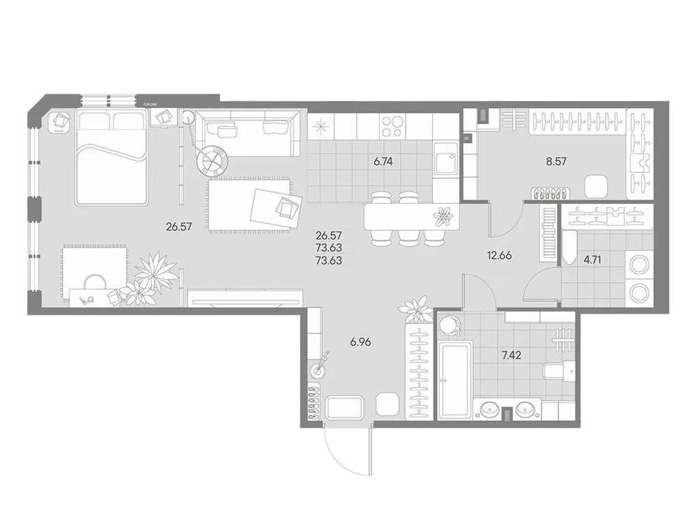 Продается 1-комнатная квартира, 71,6 м² - Фото 1