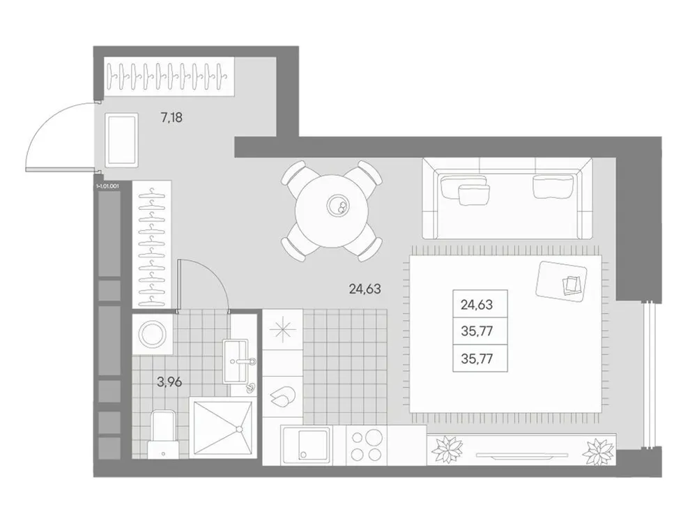 Продается 1-комнатная квартира, 35,8 м² - Фото 1