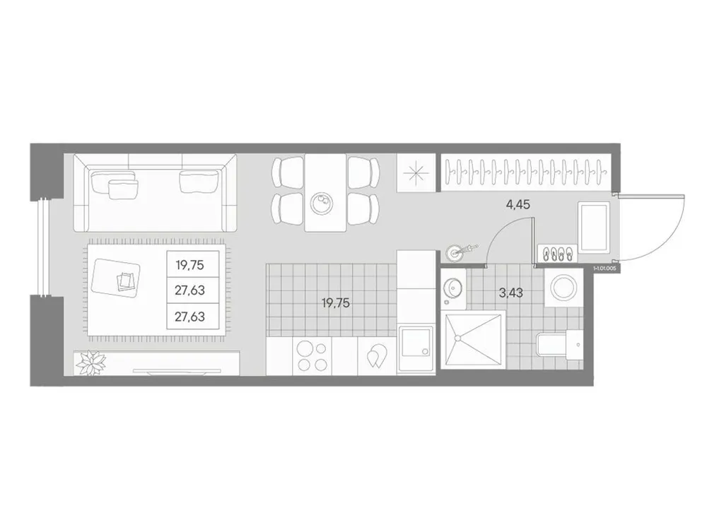 Продается 1-комнатная квартира, 27,6 м² - Фото 1