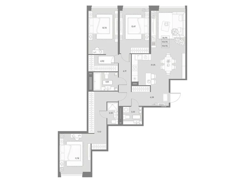 Продается 3-комнатная квартира, 107 м² - Фото 1