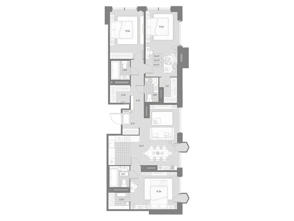 Продается 3-комнатная квартира, 101,5 м² - Фото 1