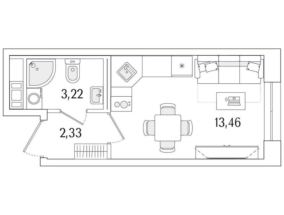 Продается студия, 19 м² - Фото 1