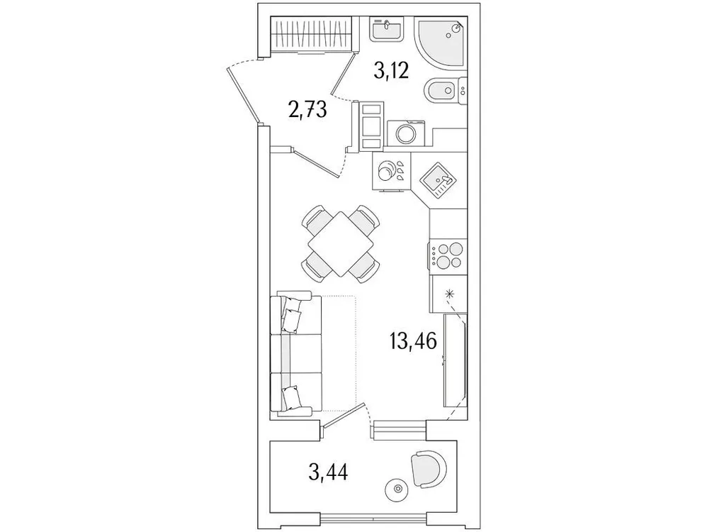 Продается студия, 21 м² - Фото 1