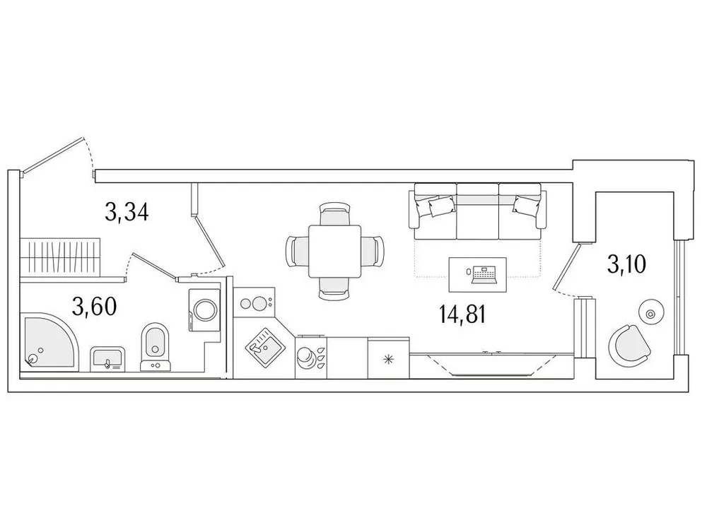 Продается студия, 23,3 м² - Фото 1