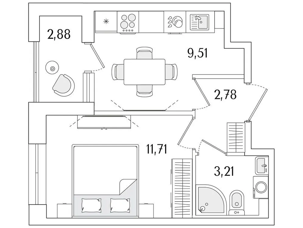 Продается 1-комнатная квартира, 28,7 м² - Фото 1