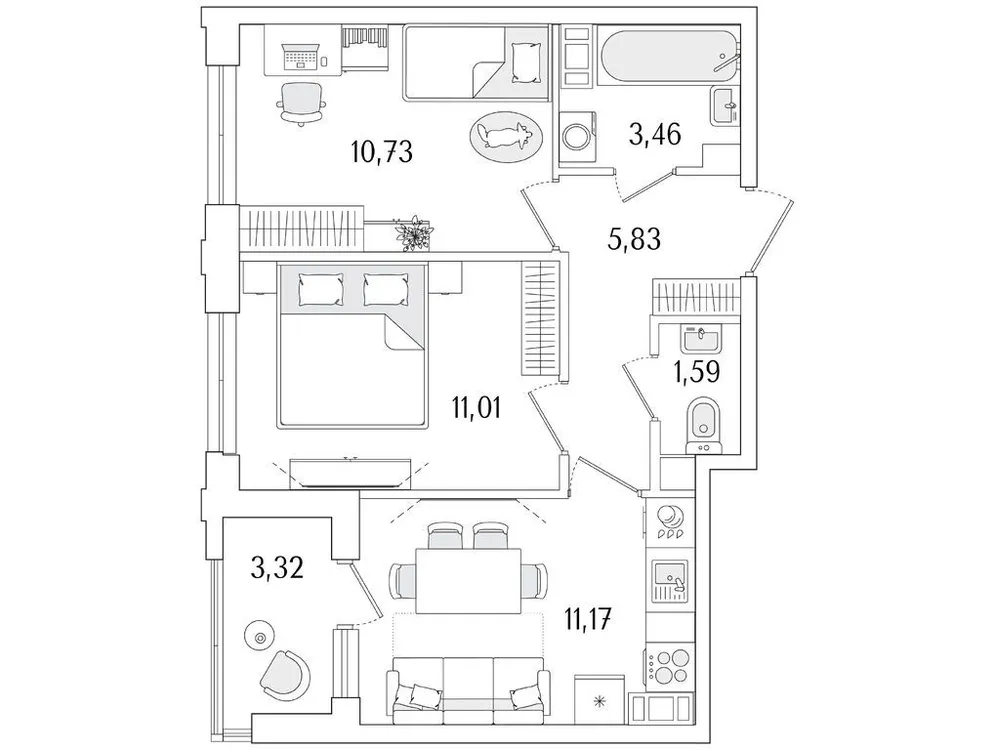 Продается 2-комнатная квартира, 45,5 м² - Фото 1