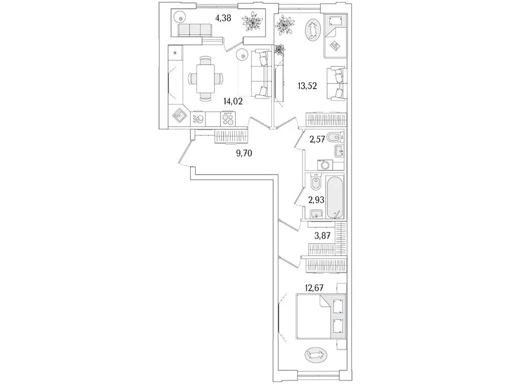 Продается 2-комнатная квартира, 61,5 м² - Фото 1