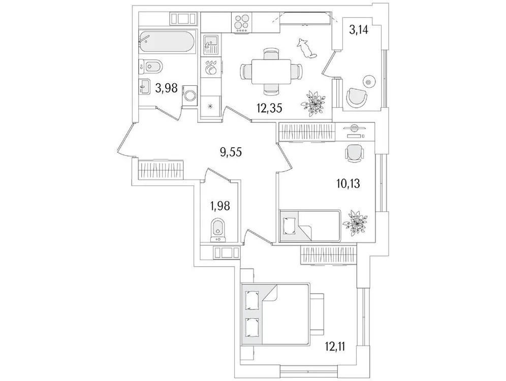 Продается 2-комнатная квартира, 51,7 м² - Фото 1