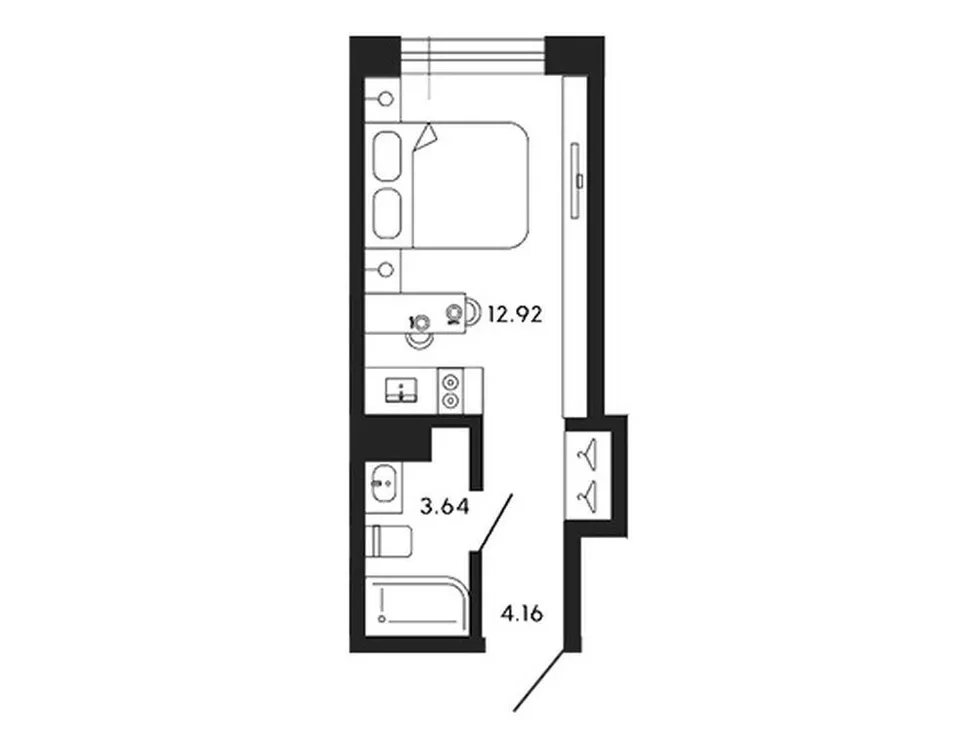 Продается 1-комнатная квартира, 20,7 м² - Фото 1