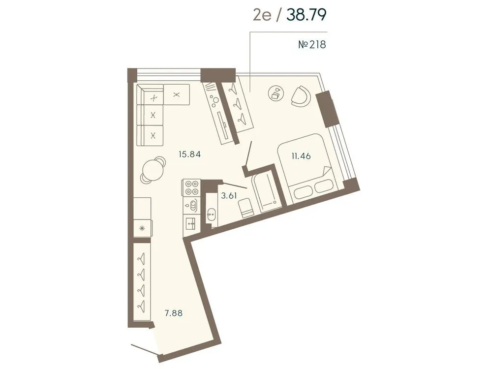 Продается 1-комнатная квартира, 38,8 м² - Фото 1