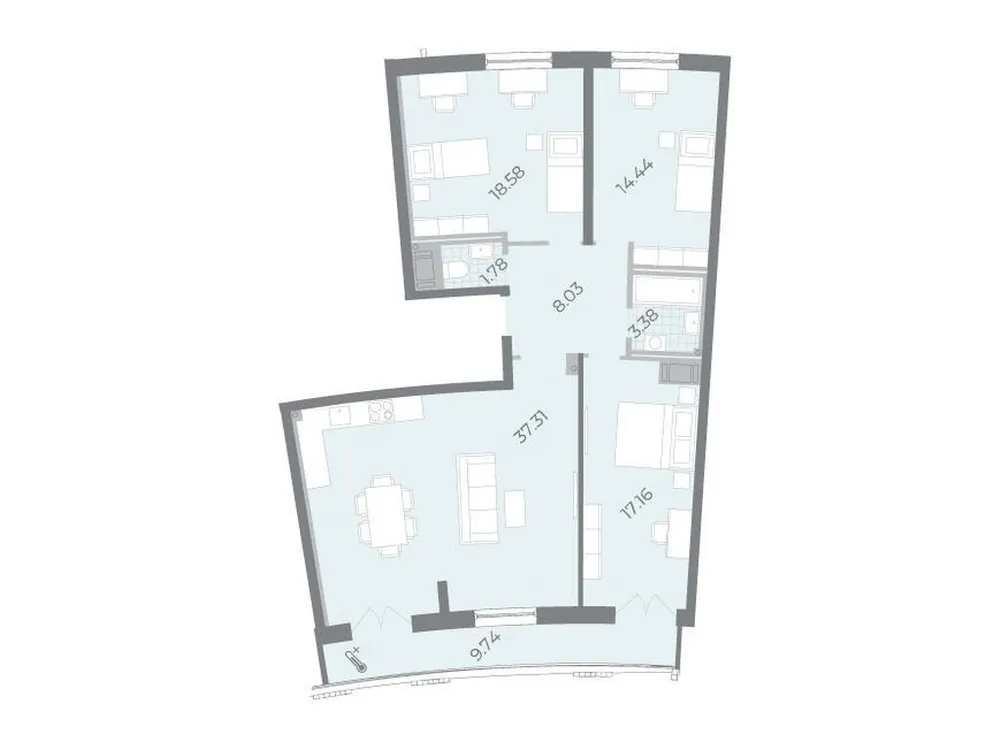 Продается 3-комнатная квартира, 105,9 м² - Фото 1
