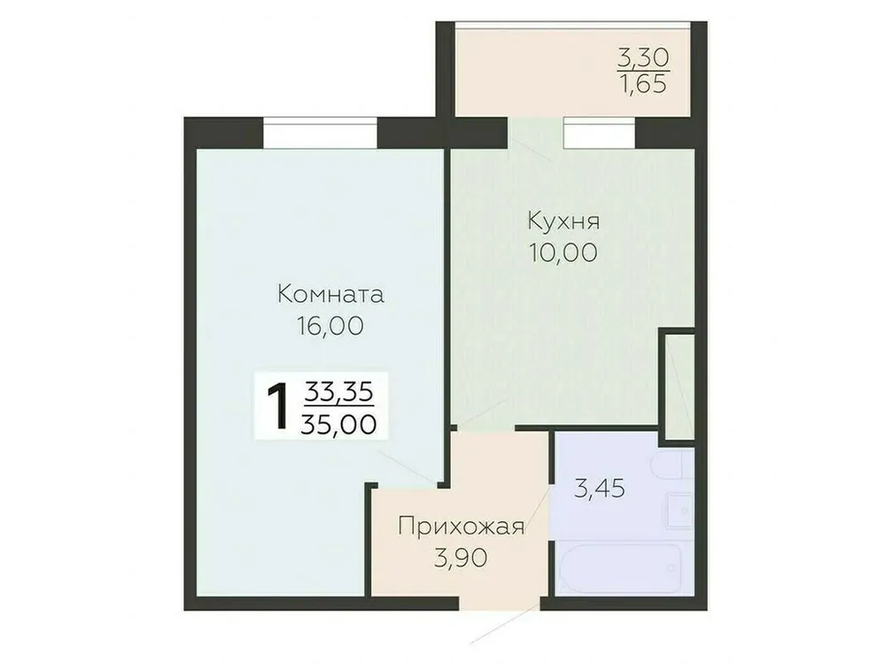 Продается 1-комнатная квартира, 35 м² - Фото 1