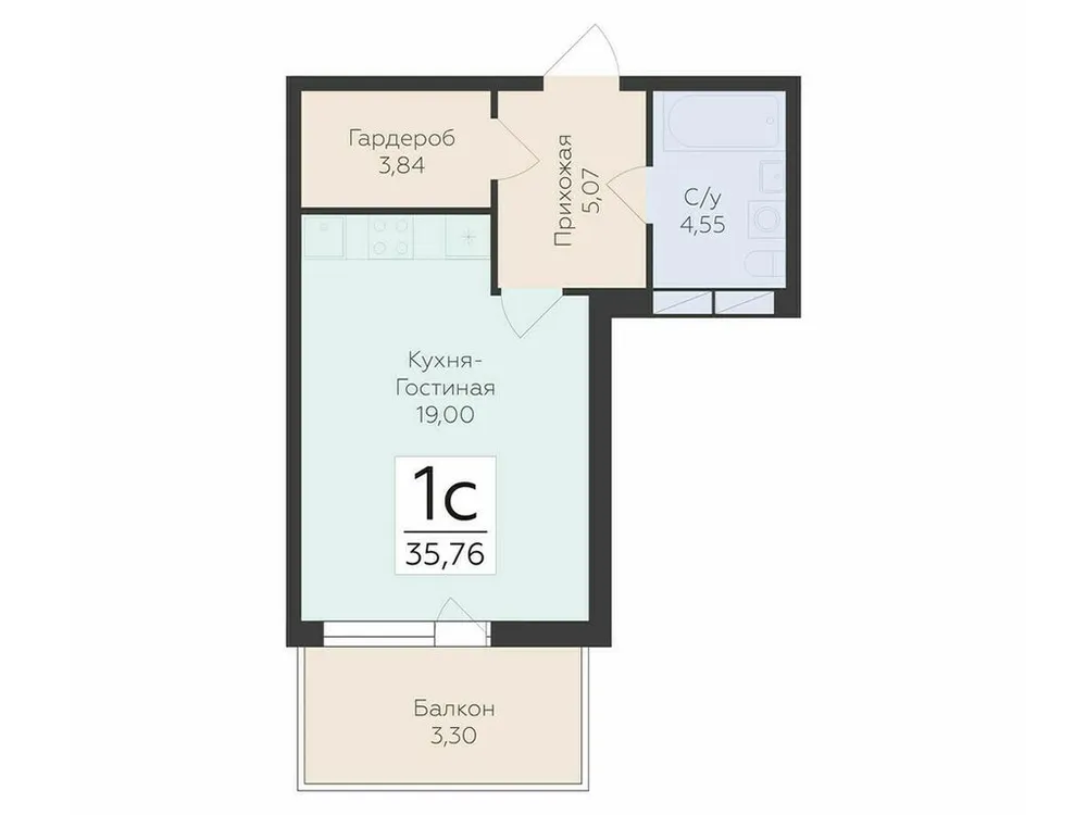 Продается студия, 35,8 м² - Фото 1