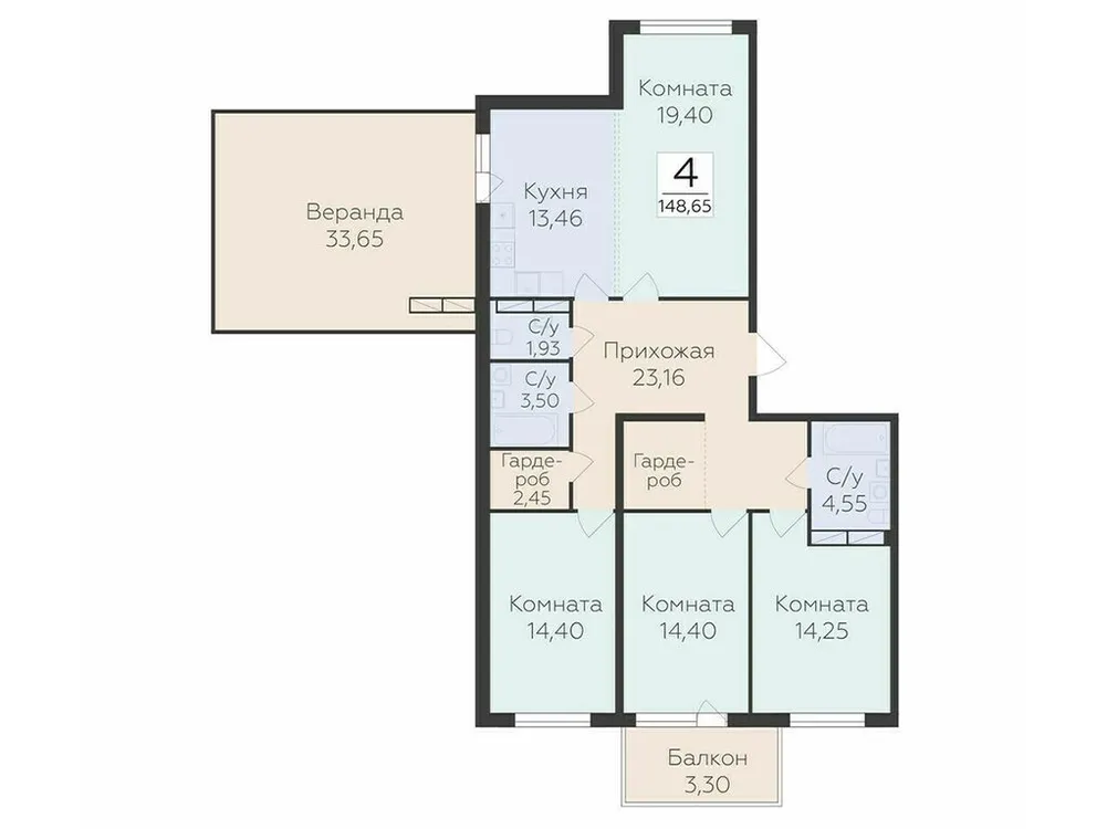 Продается 4-комнатная квартира, 148,7 м² - Фото 1