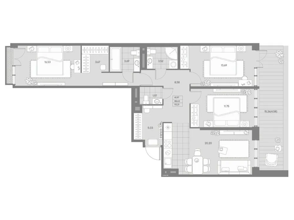 Продается 3-комнатная квартира, 93,2 м² - Фото 1