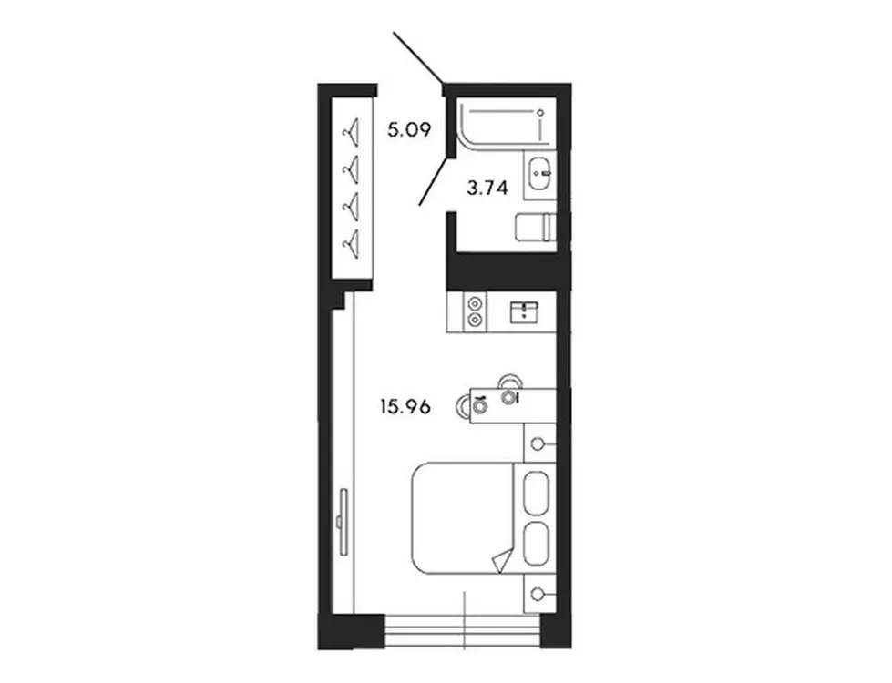 Продается 1-комнатная квартира, 24,8 м² - Фото 1