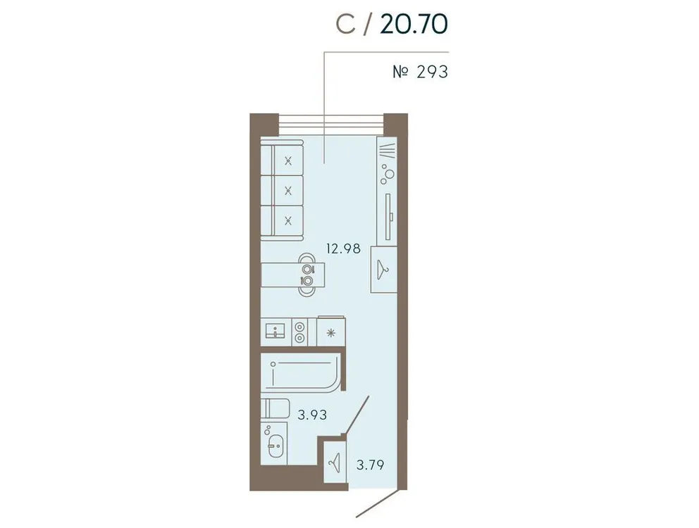 Продается 1-комнатная квартира, 20,7 м² - Фото 1