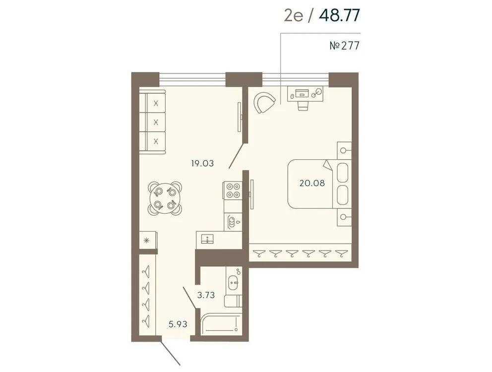 Продается 1-комнатная квартира, 48,8 м² - Фото 1