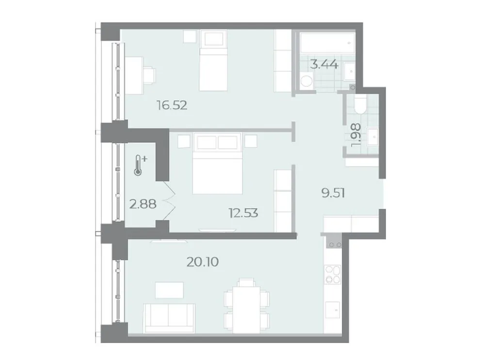 Продается 2-комнатная квартира, 64,8 м² - Фото 1