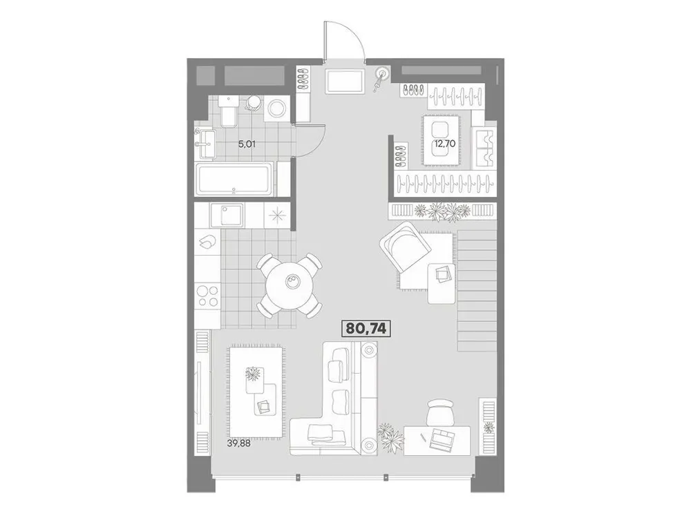 Продается 1-комнатная квартира, 80,7 м² - Фото 1