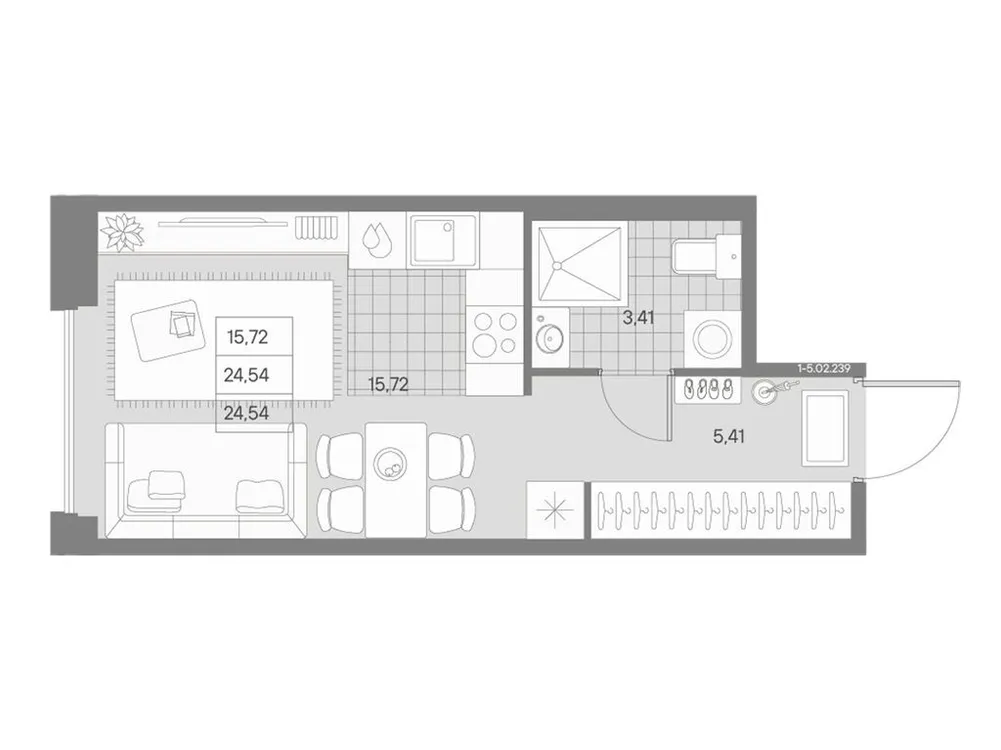 Продается 1-комнатная квартира, 24,5 м² - Фото 1
