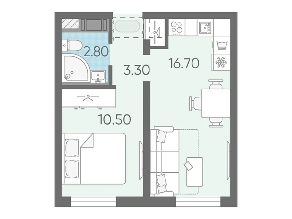 Продается 1-комнатная квартира, 33,4 м² - Фото 1