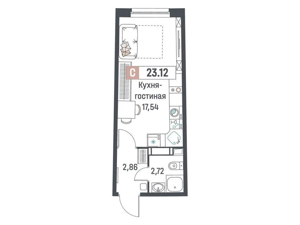 Продается студия, 23,1 м² - Фото 1