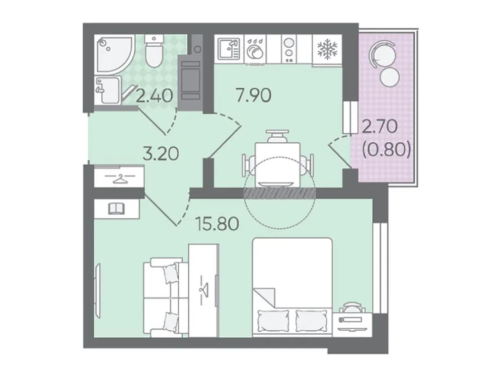 Продается 1-комнатная квартира, 30,1 м² - Фото 1