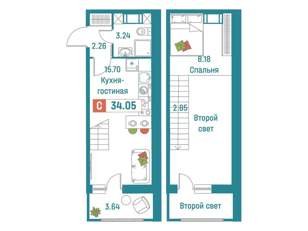 Продается студия, 34,1 м² - Фото 1