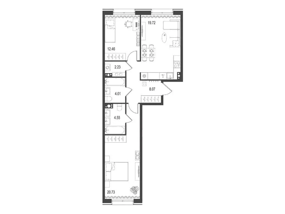 Продается 2-комнатная квартира, 71,8 м² - Фото 1