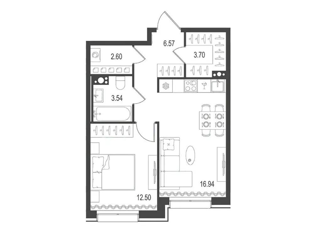Продается 1-комнатная квартира, 45,9 м² - Фото 1