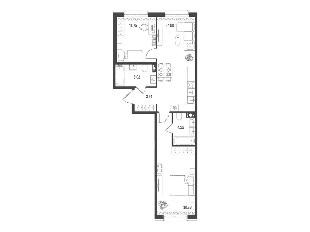 Продается 2-комнатная квартира, 70,4 м² - Фото 1