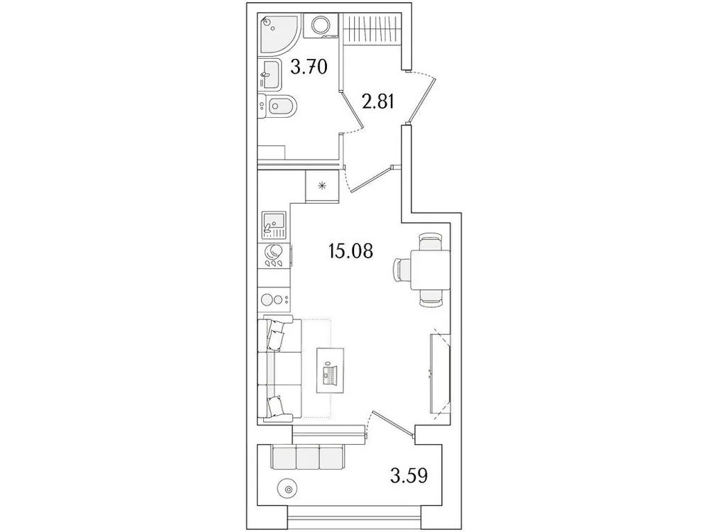 Продается студия, 23,4 м² - Фото 1