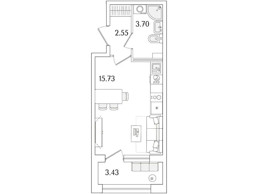 Продается студия, 23,7 м² - Фото 1