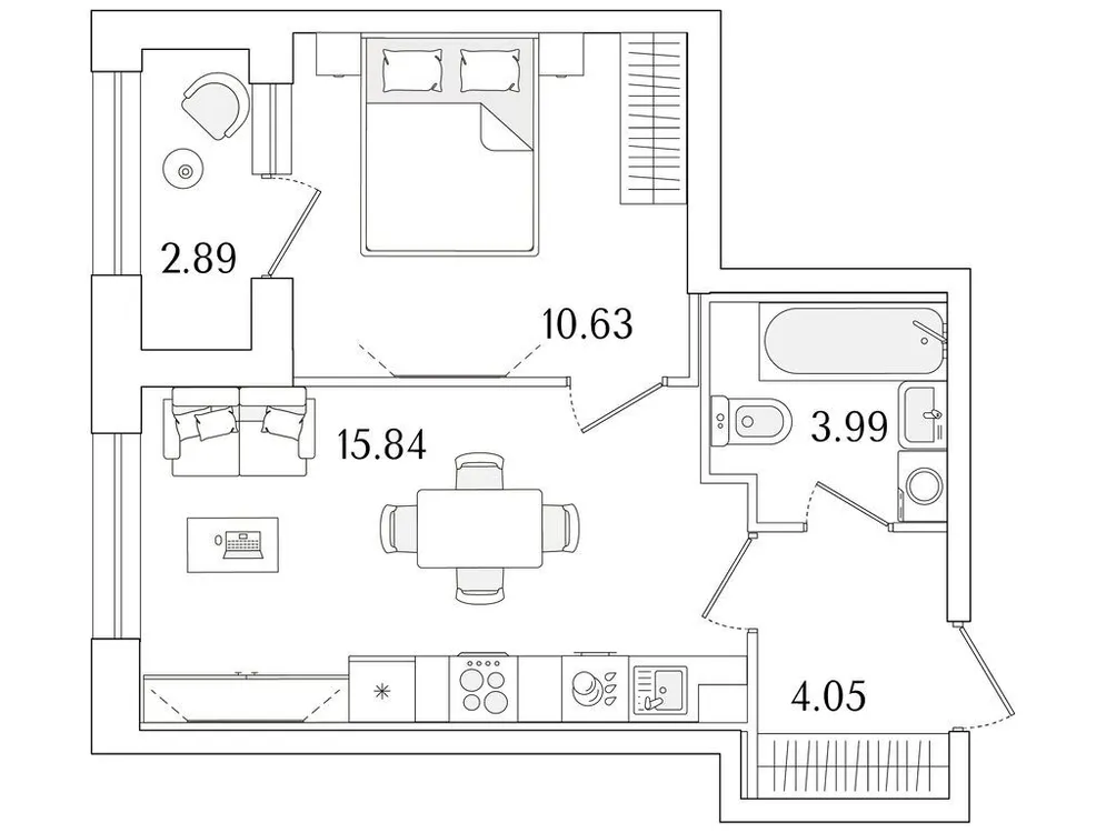 Продается 1-комнатная квартира, 36 м² - Фото 1