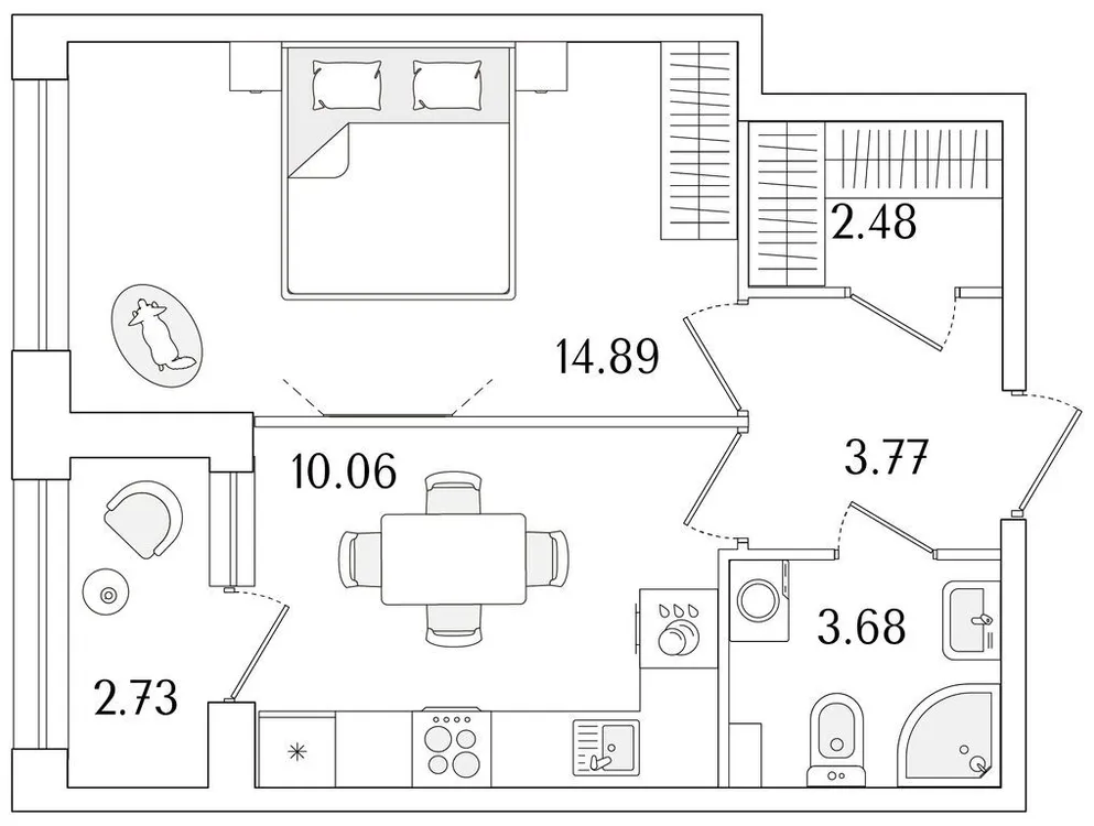 Продается 1-комнатная квартира, 36,3 м² - Фото 1