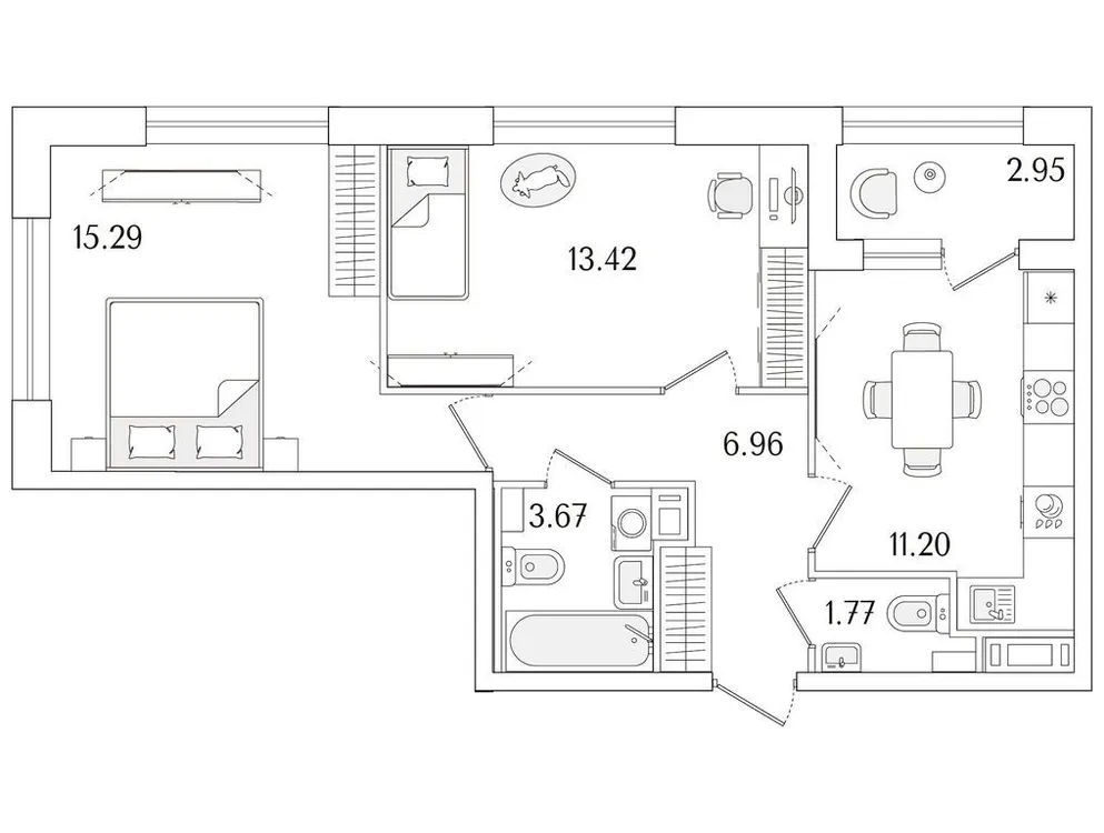 Продается 2-комнатная квартира, 53,8 м² - Фото 1