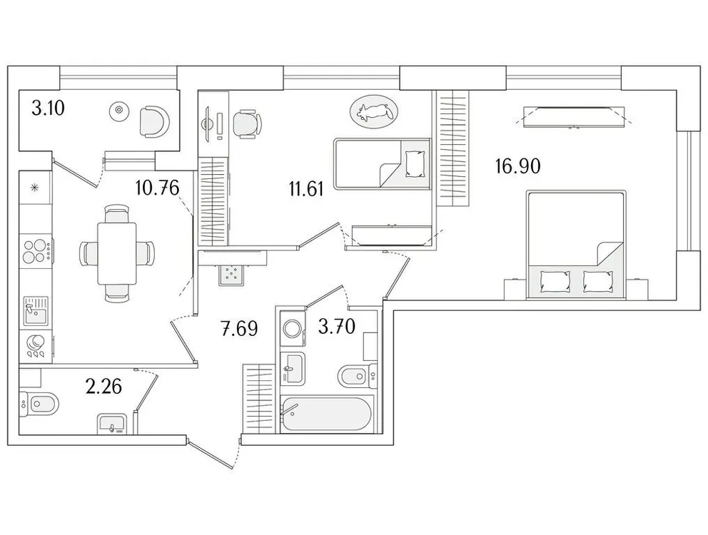 Продается 2-комнатная квартира, 54,5 м² - Фото 1