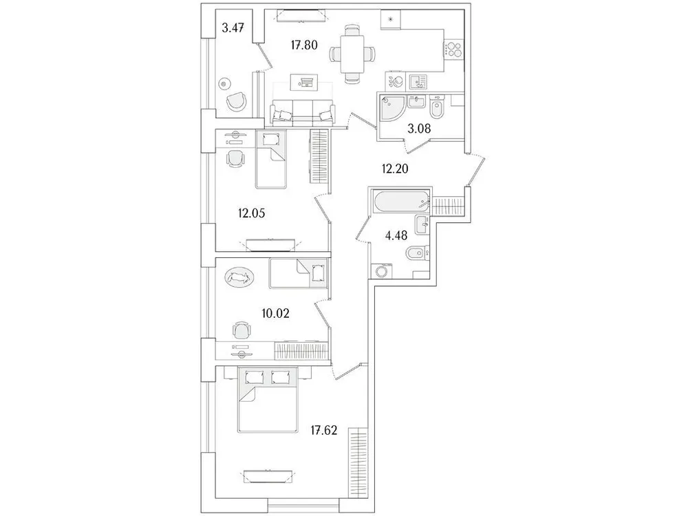 Продается 3-комнатная квартира, 79 м² - Фото 1