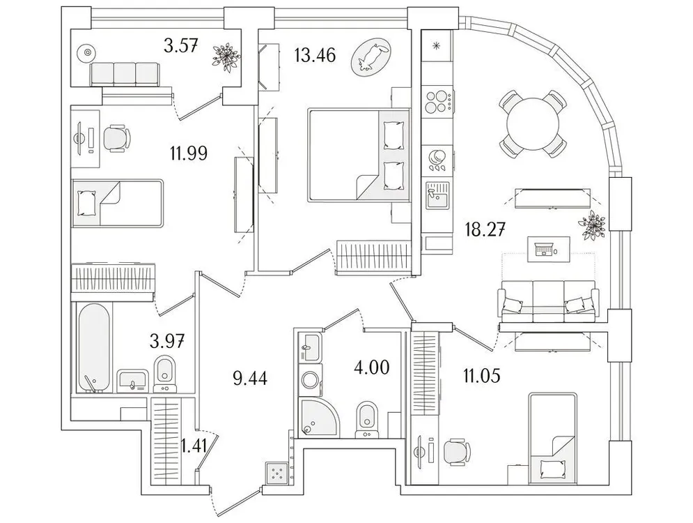 Продается 3-комнатная квартира, 75,4 м² - Фото 1