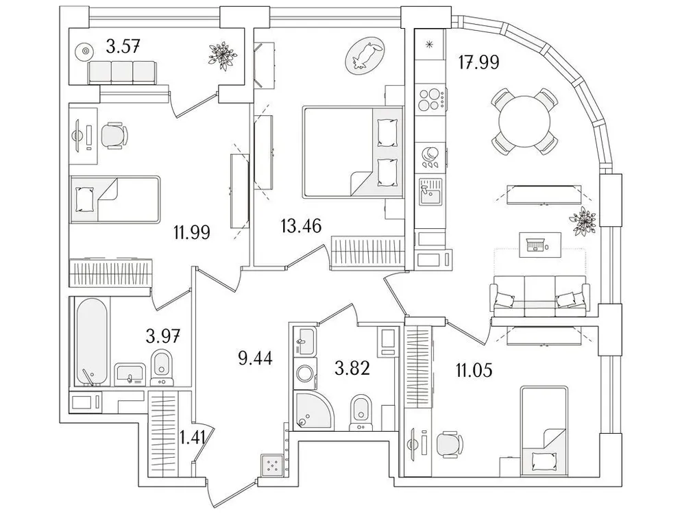 Продается 3-комнатная квартира, 74,9 м² - Фото 1