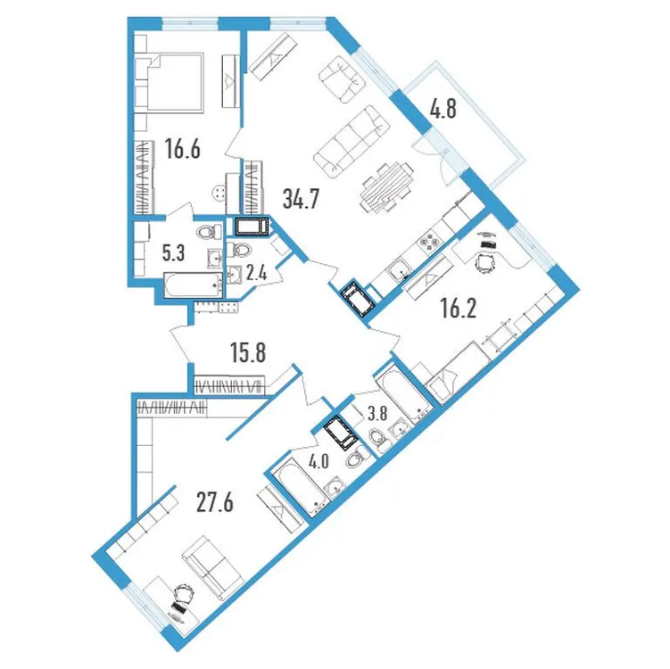 Продается 3-комнатная квартира, 127,8 м² - Фото 1