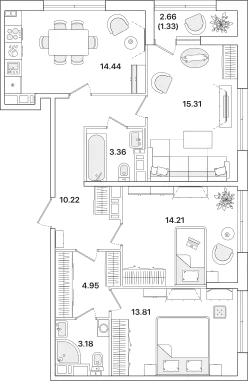 Продается 3-комнатная квартира, 80,9 м² - Фото 1