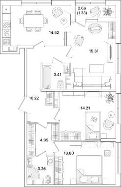 Продается 3-комнатная квартира, 81,1 м² - Фото 1