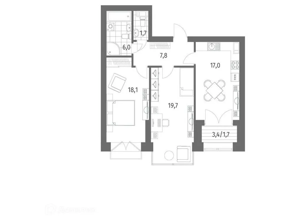 Продается 2-комнатная квартира, 72 м² - Фото 1