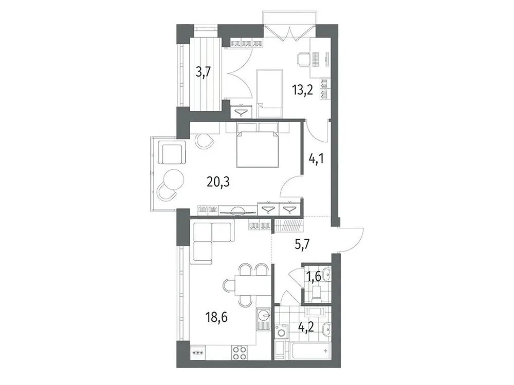 Продается 2-комнатная квартира, 69,6 м² - Фото 1