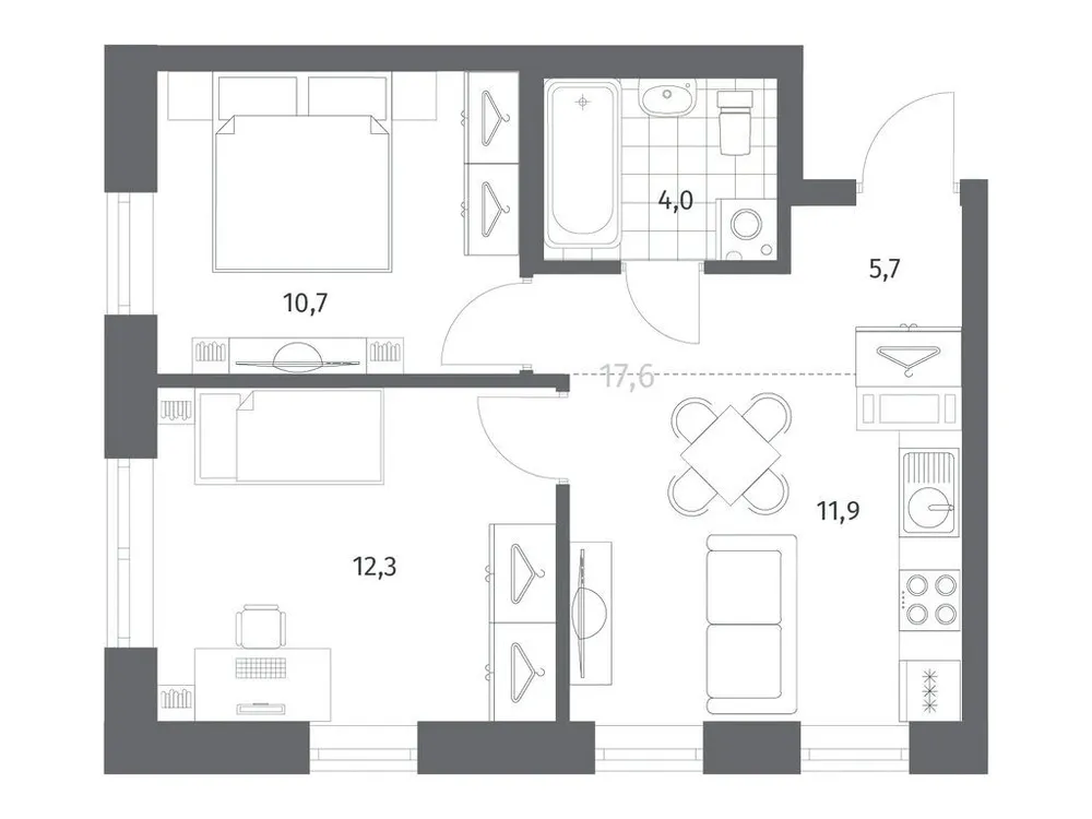 Продается 2-комнатная квартира, 44,8 м² - Фото 1